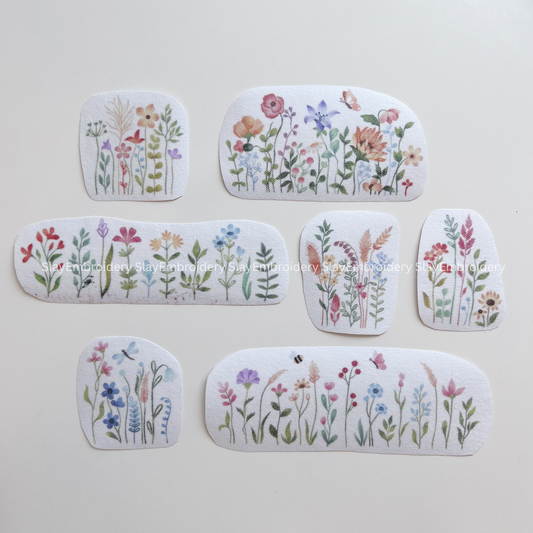 Floral Meadow Embroidery Pattern For Beginner Easy To Use Stick and Stitch