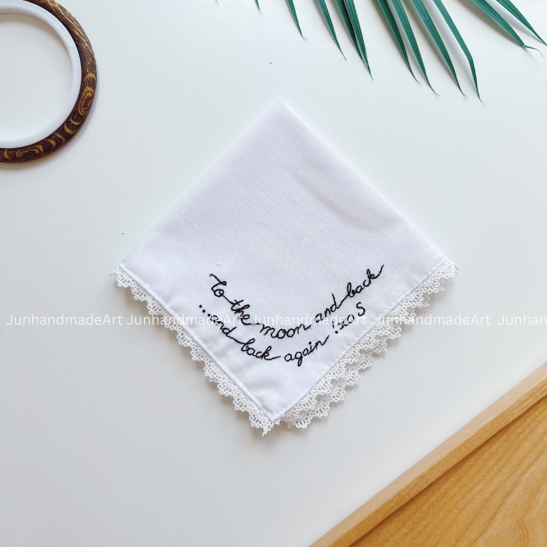 Loving Messages Handkerchief, Custom Embroidered Handkerchief, Linen Handkerchiefs