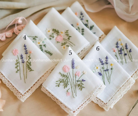 Custom Embroidered Handkerchief, Ladies Embroidery Handkerchief, Linen Handkerchiefs, Custom Women Floral Handkerchiefs