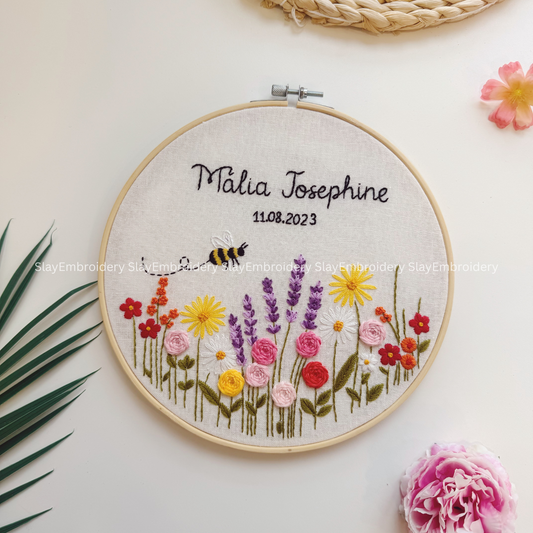 Custom Colorful Garden Wedding Hoop Custom Floral Wedding Hoops Wedding Gift