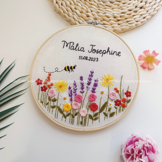 Custom Colorful Garden Wedding Hoop Custom Floral Wedding Hoops Wedding Gift