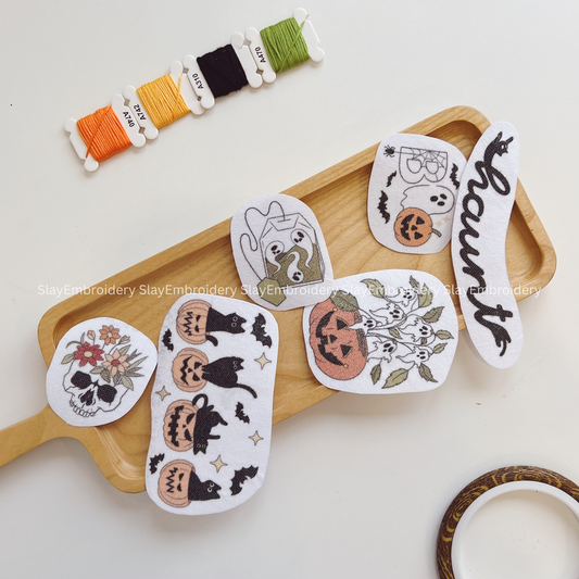 Spooky Halloween Embroidery Pattern For Beginner Easy To Use Stick and Stitch