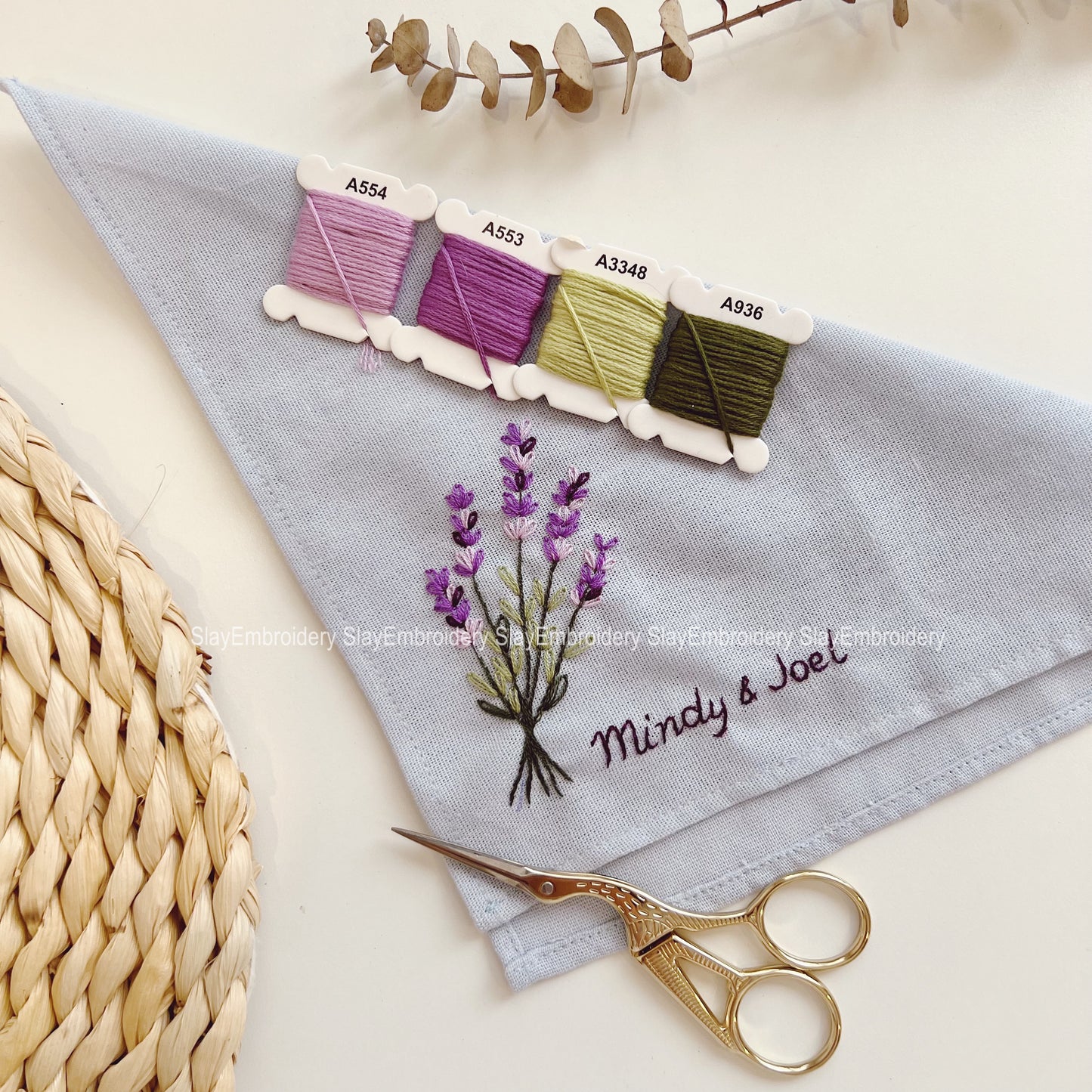 Purple Lavenders Wild Flowers Wedding Handkerchief, Custom Embroidered Handkerchief, Linen Handkerchiefs