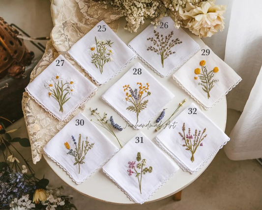 Custom Embroidered Wedding Handkerchief, Ladies Embroidery Handkerchief, Linen Handkerchiefs, Personalized Women Floral Handkerchiefs Gift