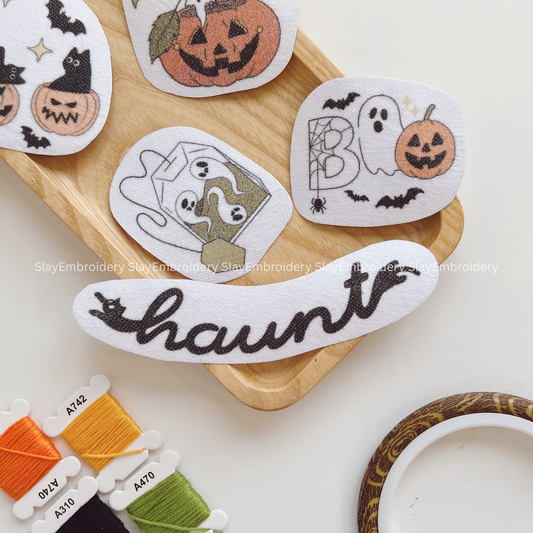 Spooky Halloween Embroidery Pattern For Beginner Easy To Use Stick and Stitch