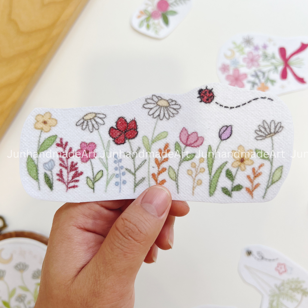 Soft Flowers Embroidery Pattern For Beginner Easy To Use Stick and Stitch