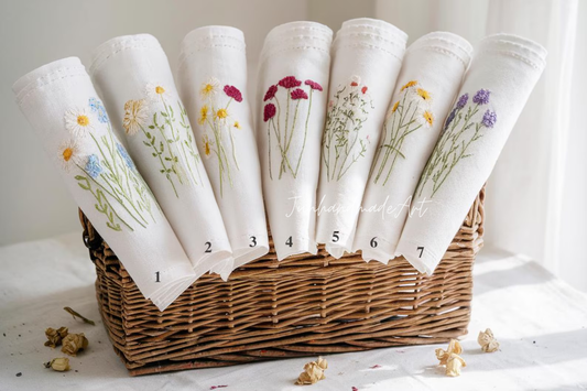 Custom Embroidered Handkerchief, Ladies Embroidery Handkerchief, Linen Handkerchiefs, Custom Women Floral Handkerchiefs