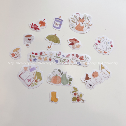 Dreamy Autumn Embroidery Pattern For Beginner Easy To Use Stick and Stitch