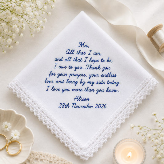Personalized Wedding Messages Combo 7 Handkerchief, Custom Embroidered Handkerchief