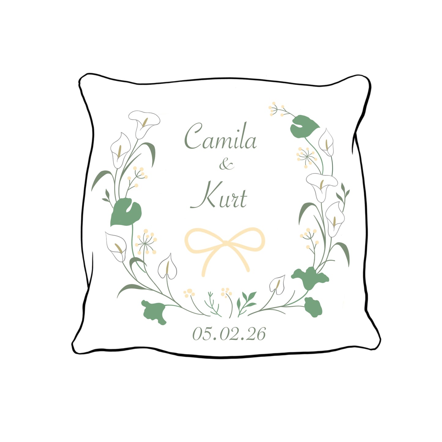 Custom Cala Lilies Bearer Pillow Linen Wedding Cushion Hand Embroidery Ring Holder Floral Ring Pillow Wedding Gift (Copy)