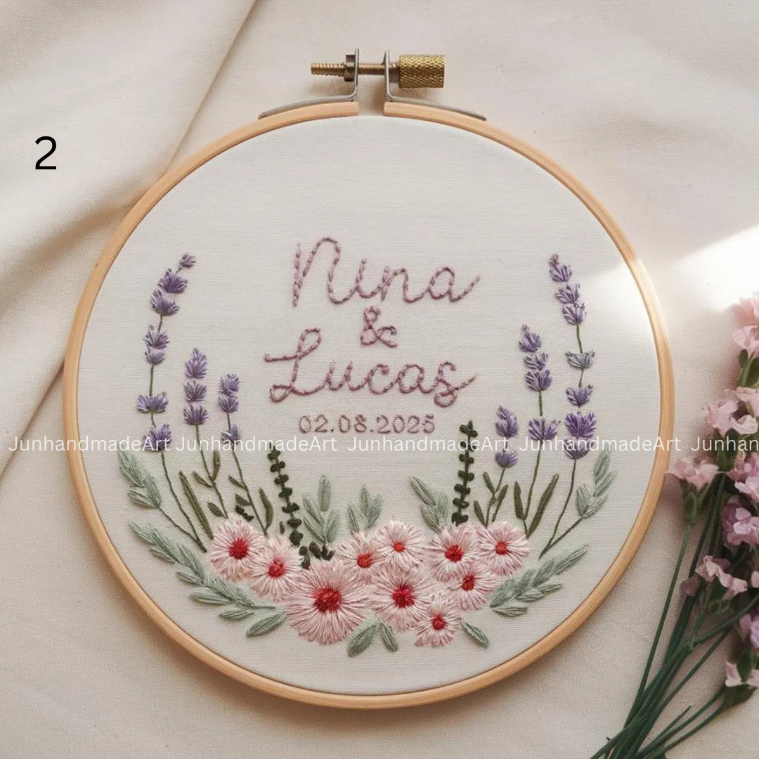 Pastel Garden Wedding Hoop Custom Floral Wedding Hoops Wedding Gift