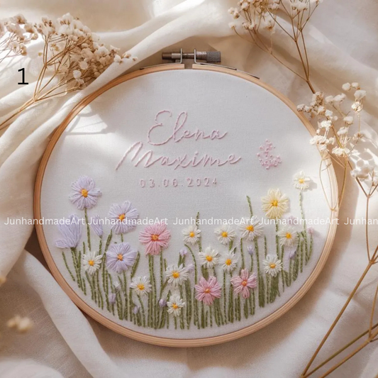 Pastel Garden Wedding Hoop Custom Floral Wedding Hoops Wedding Gift