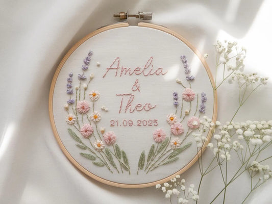 Blooming Flowers Wedding Hoop Custom Floral Wedding Hoops Wedding Gift