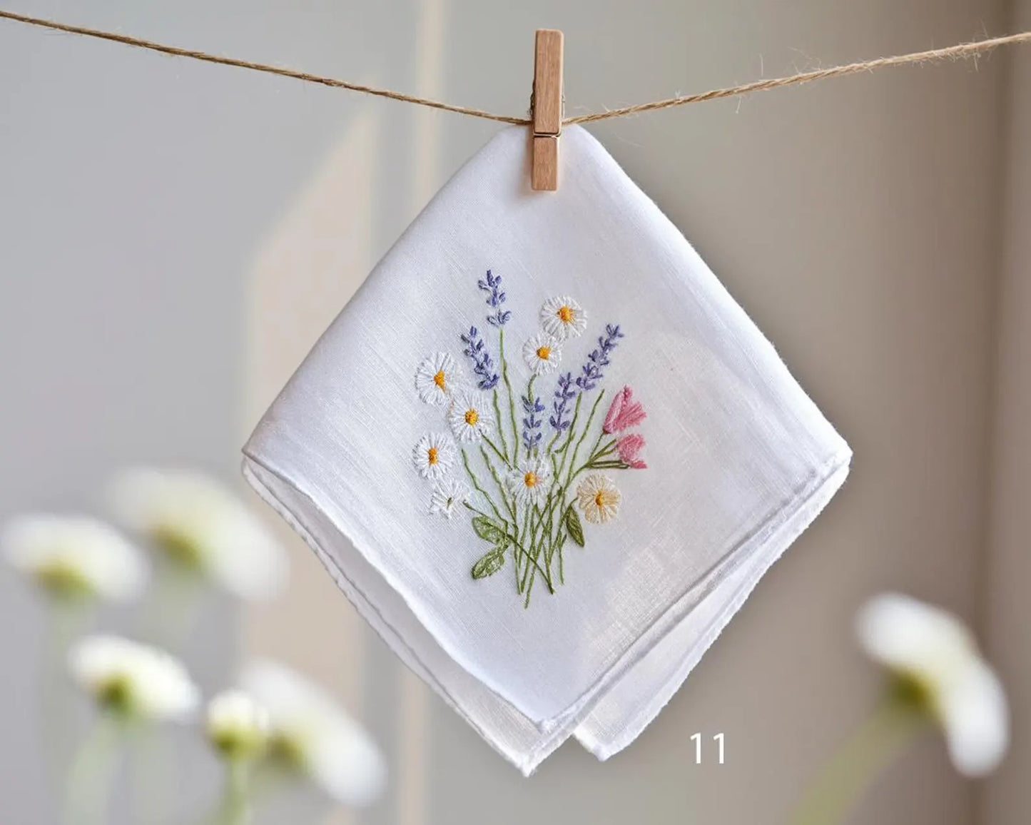 Embroidered Wedding Handkerchief – Custom Floral Hankie for Bride, Bridal Gift, Personalized with Name & Date, Gift for Bride
