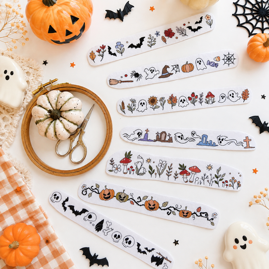 Fall Iconic Boo Flower Halloween Line Patterns For Shirt Cuff Halloween Vibe Embroidery Patterns - Stick & Stitch For Beginners