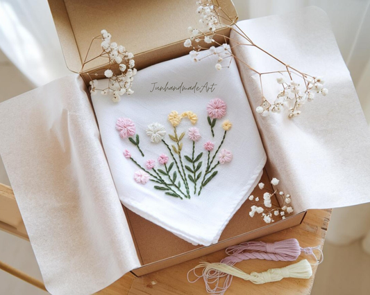 Custom Embroidered Handkerchief, Ladies Embroidery Handkerchief, Linen Handkerchiefs, Custom Women Floral Handkerchiefs