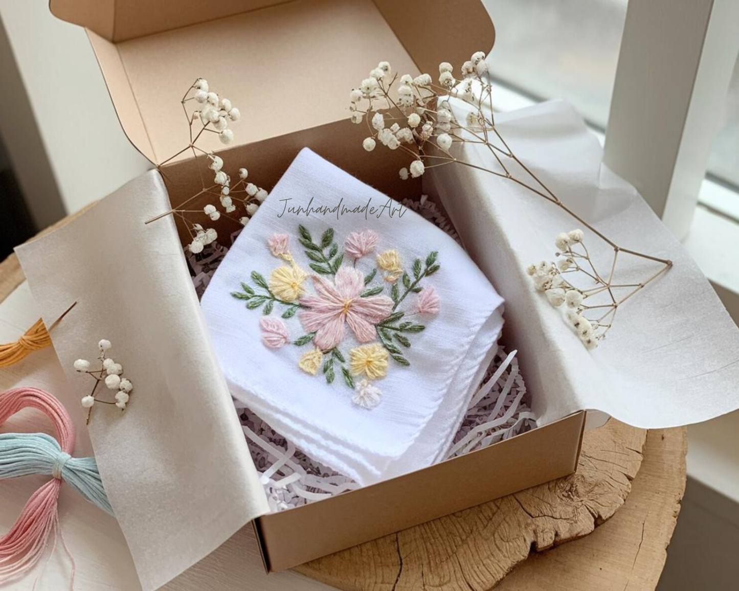 Custom Embroidered Handkerchief, Ladies Embroidery Handkerchief, Linen Handkerchiefs, Custom Women Floral Handkerchiefs