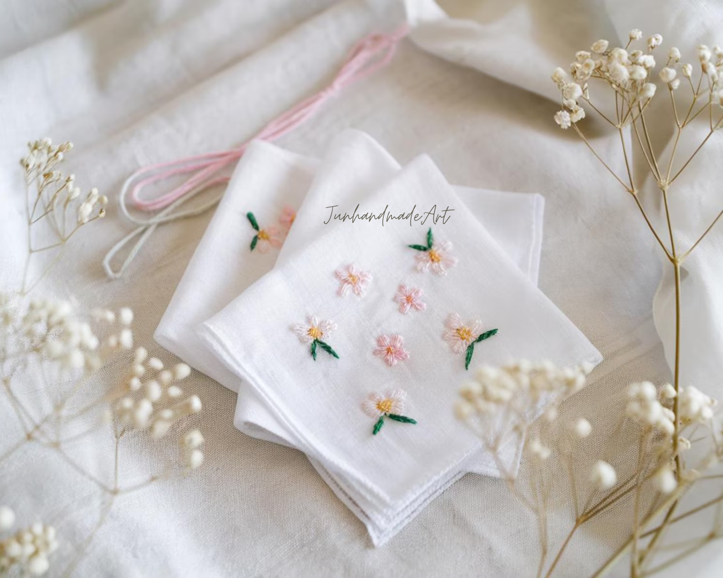 Custom Embroidered Handkerchief, Ladies Embroidery Handkerchief, Linen Handkerchiefs, Custom Women Floral Handkerchiefs