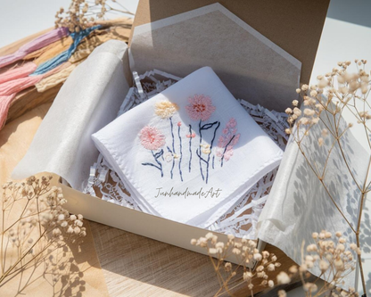 Custom Embroidered Handkerchief, Ladies Embroidery Handkerchief, Linen Handkerchiefs, Custom Women Floral Handkerchiefs