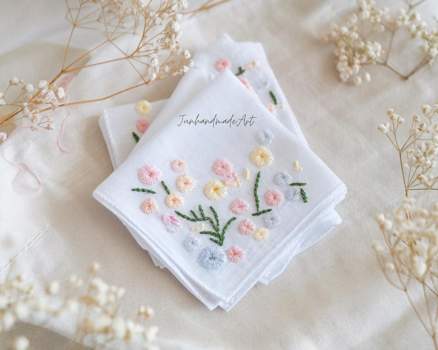 Custom Embroidered Handkerchief, Ladies Embroidery Handkerchief, Linen Handkerchiefs, Custom Women Floral Handkerchiefs