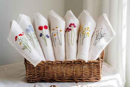 Custom Embroidered Handkerchief, Ladies Embroidery Handkerchief, Linen Handkerchiefs, Custom Women Floral Handkerchiefs