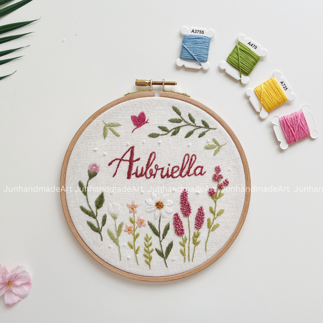 Joyful Floral Wedding Hoop Custom Floral Wedding Hoops Wedding Gift