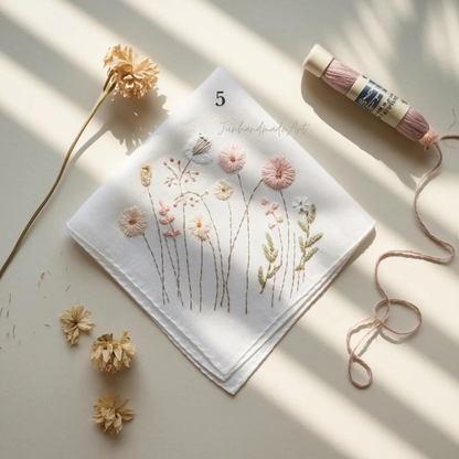 8 Options - Embroidered Handkerchief, Ladies Embroidery Handkerchief, Linen Handkerchiefs, Custom Women Floral Handkerchiefs