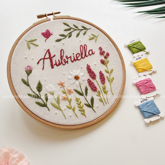 Joyful Floral Wedding Hoop Custom Floral Wedding Hoops Wedding Gift