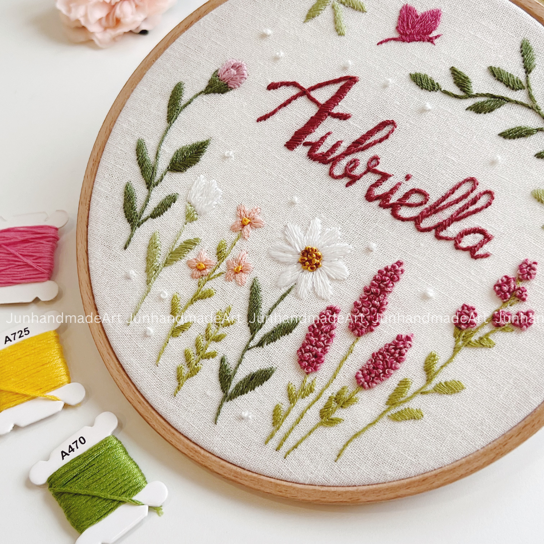 Joyful Floral Wedding Hoop Custom Floral Wedding Hoops Wedding Gift