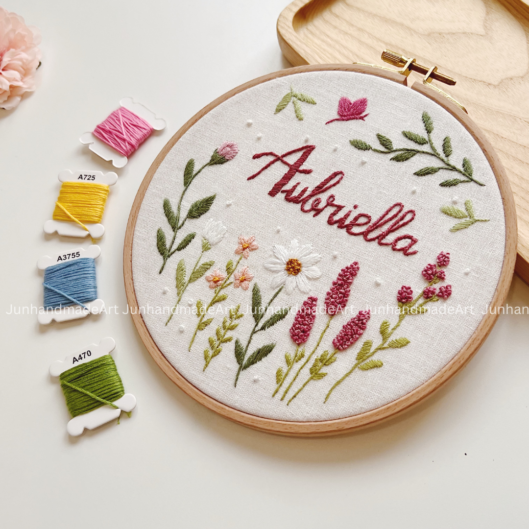 Joyful Floral Wedding Hoop Custom Floral Wedding Hoops Wedding Gift