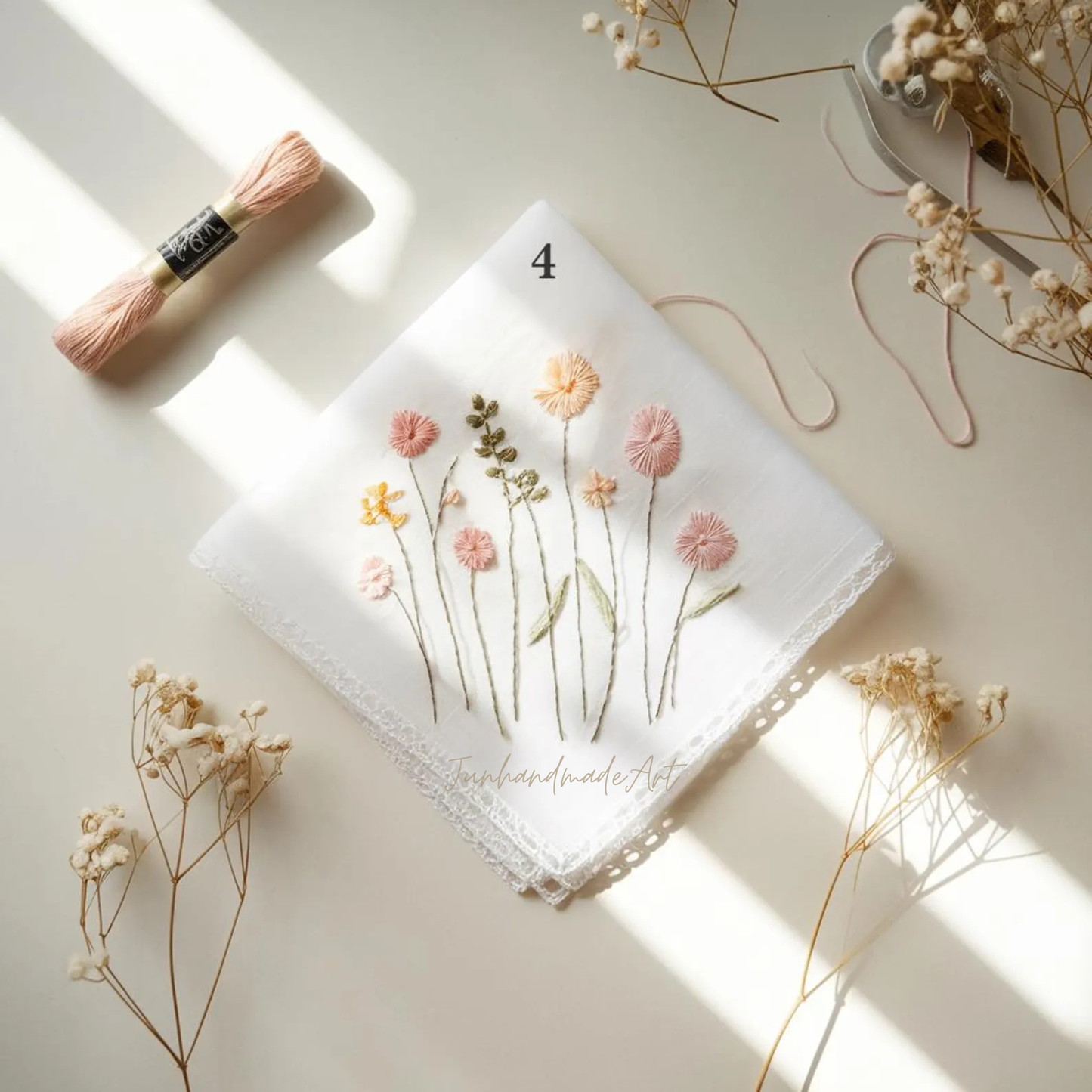 8 Options - Embroidered Handkerchief, Ladies Embroidery Handkerchief, Linen Handkerchiefs, Custom Women Floral Handkerchiefs