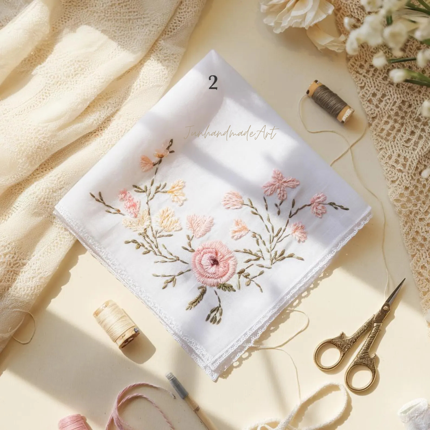8 Options - Embroidered Handkerchief, Ladies Embroidery Handkerchief, Linen Handkerchiefs, Custom Women Floral Handkerchiefs