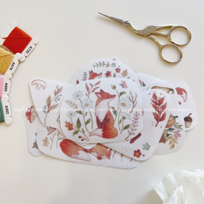 Fox In The Forest Embroidery Pattern For Beginner Easy To Use Stick and Stitch