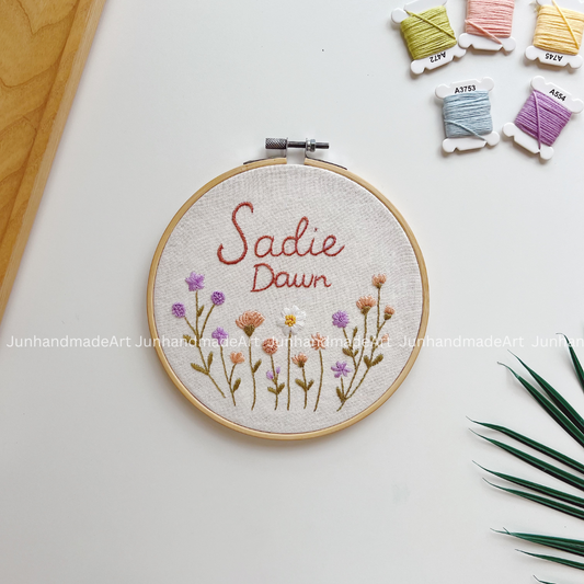 Lively Blooming Flowers Wedding Hoop Custom Floral Wedding Hoops Wedding Gift