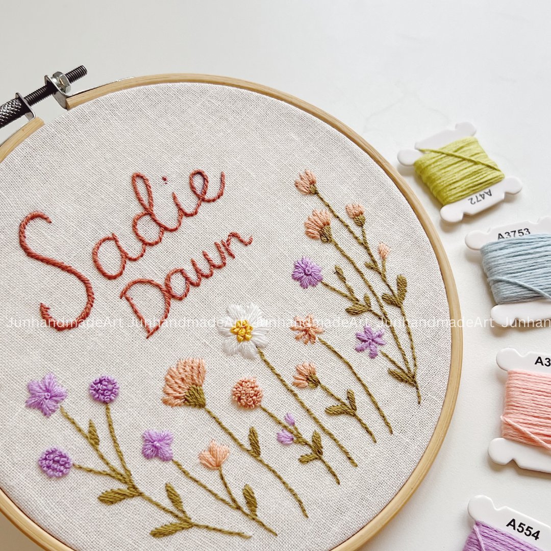 Lively Blooming Flowers Wedding Hoop Custom Floral Wedding Hoops Wedding Gift