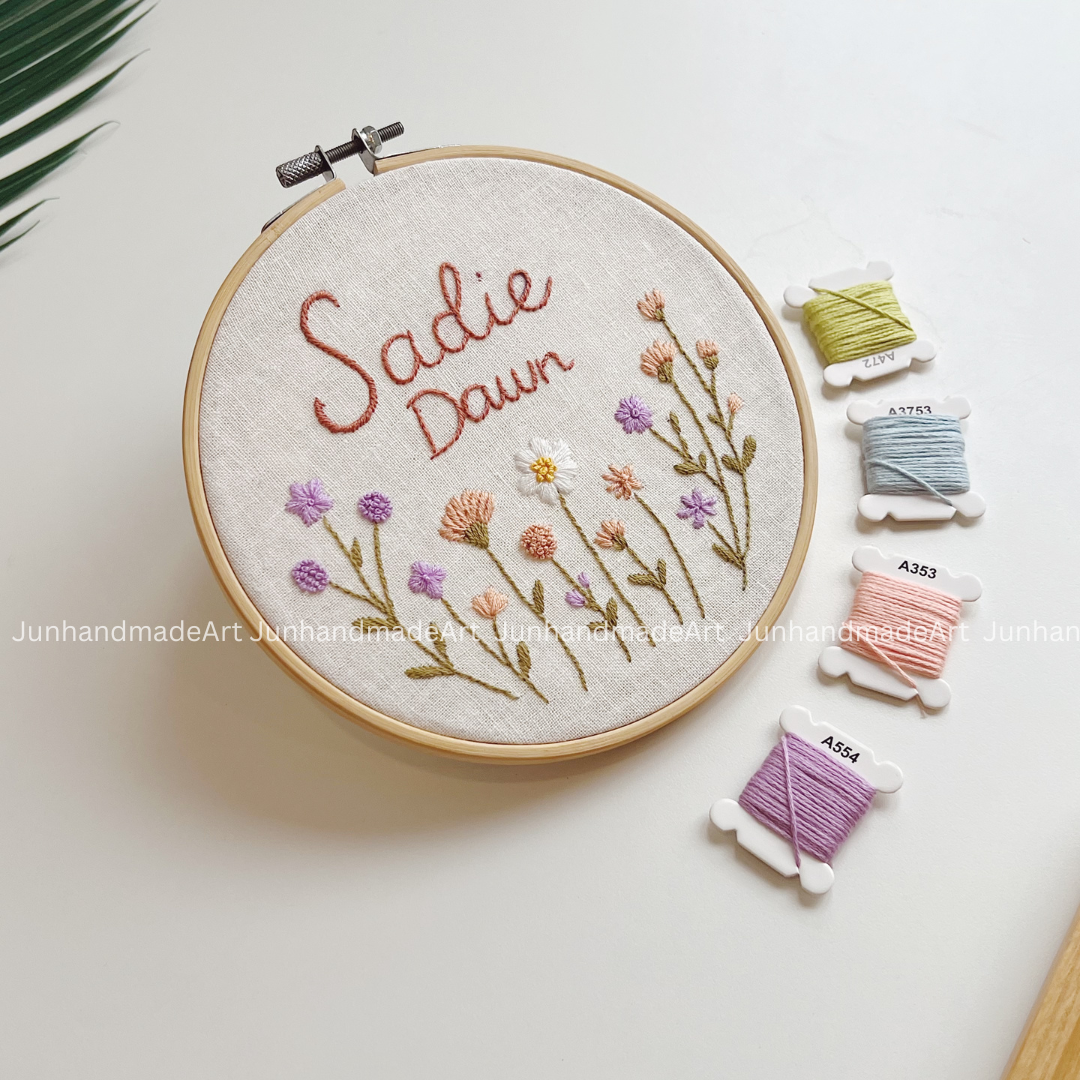 Lively Blooming Flowers Wedding Hoop Custom Floral Wedding Hoops Wedding Gift