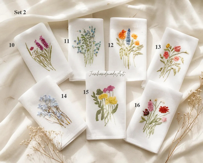 Custom Embroidered Handkerchief, Ladies Embroidery Handkerchief, Linen Handkerchiefs, Custom Women Floral Handkerchiefs