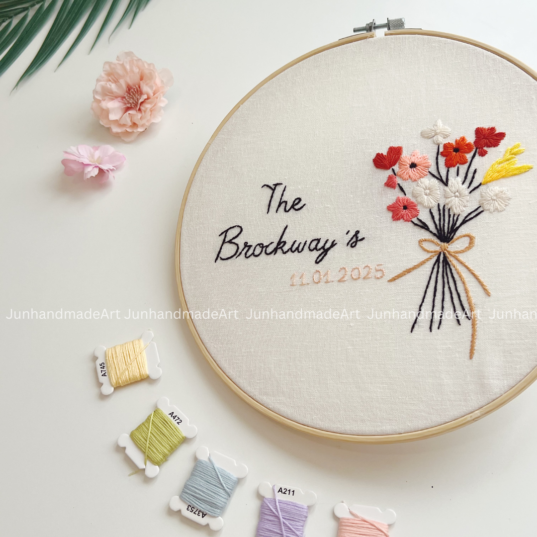 Cute Flower Bouquet Wedding Hoop Custom Floral Wedding Hoops Wedding Gift