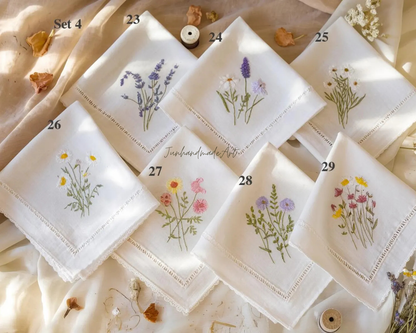 Custom Embroidered Handkerchief, Ladies Embroidery Handkerchief, Linen Handkerchiefs, Custom Women Floral Handkerchiefs