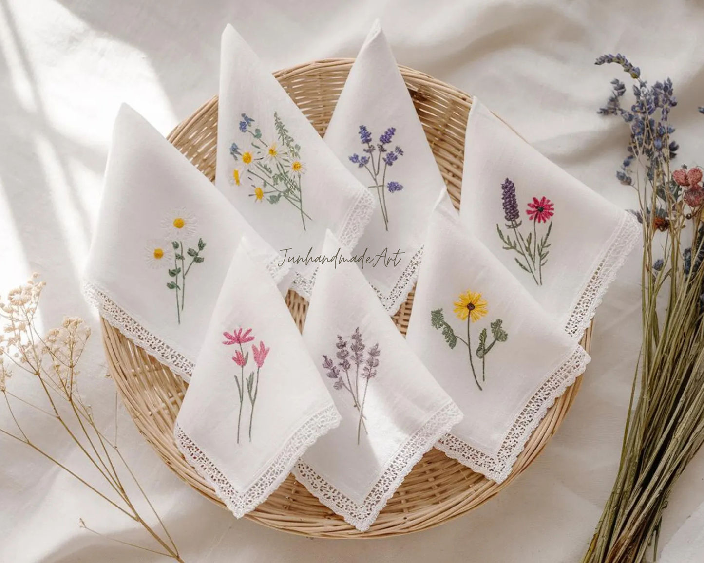 Custom Embroidered Wedding Handkerchief, Ladies Embroidery Handkerchief, Linen Handkerchiefs, Personalized Women Floral Handkerchiefs Gift