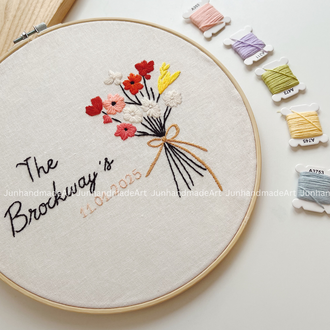 Cute Flower Bouquet Wedding Hoop Custom Floral Wedding Hoops Wedding Gift