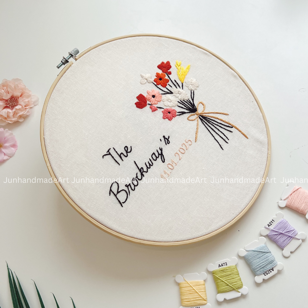 Cute Flower Bouquet Wedding Hoop Custom Floral Wedding Hoops Wedding Gift