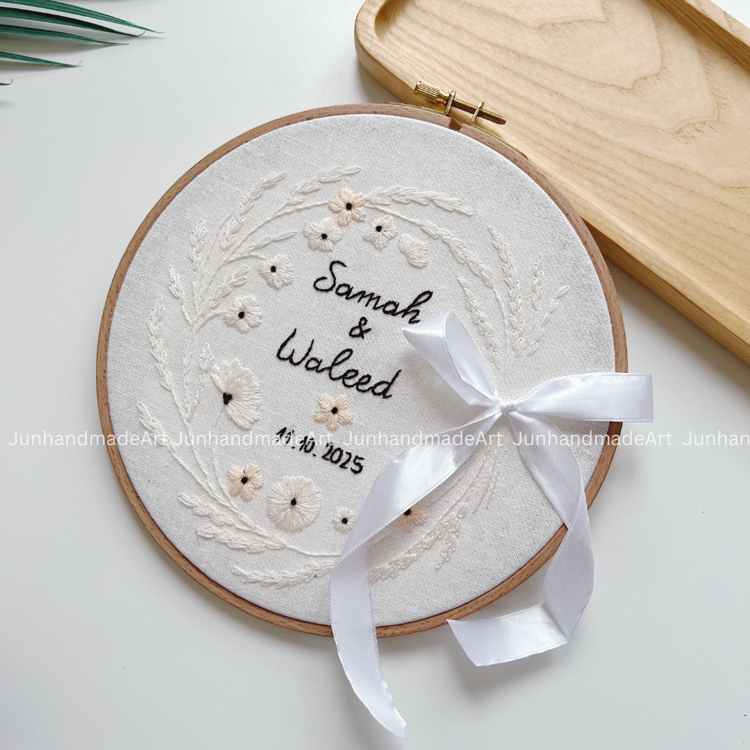 Dreamy Floral Wreath Wedding Hoop Custom Floral Wedding Hoops Wedding Gift