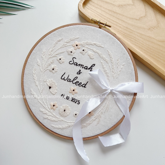 Dreamy Floral Wreath Wedding Hoop Custom Floral Wedding Hoops Wedding Gift