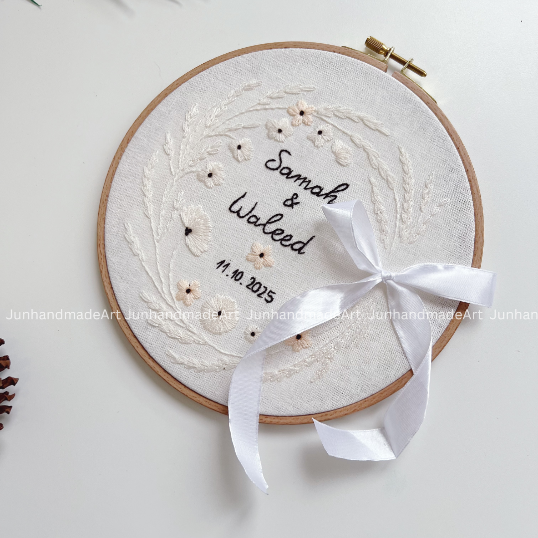 Dreamy Floral Wreath Wedding Hoop Custom Floral Wedding Hoops Wedding Gift