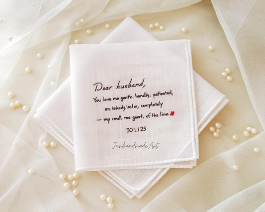 Embroidered Wedding Handkerchief – Custom Floral Hankie for Bride, Bridal Gift, Personalized with Name & Date, Gift for Bride
