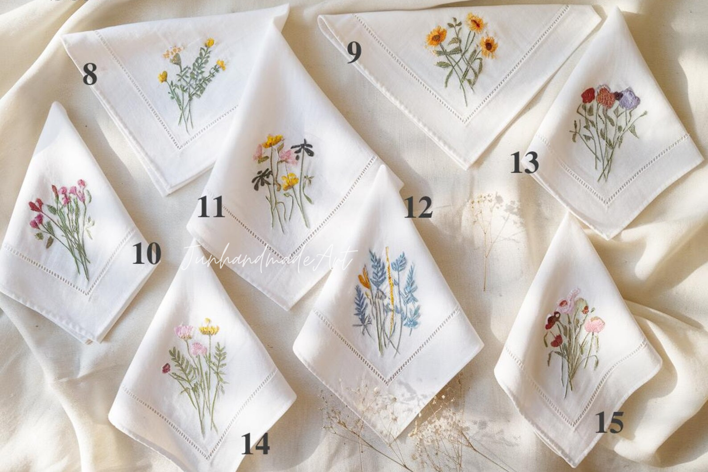 Custom Embroidered Handkerchief, Ladies Embroidery Handkerchief, Linen Handkerchiefs, Custom Women Floral Handkerchiefs