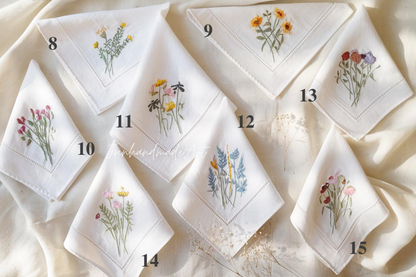 Custom Embroidered Handkerchief, Ladies Embroidery Handkerchief, Linen Handkerchiefs, Custom Women Floral Handkerchiefs