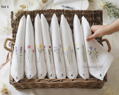 Custom Embroidered Handkerchief, Ladies Embroidery Handkerchief, Linen Handkerchiefs, Custom Women Floral Handkerchiefs