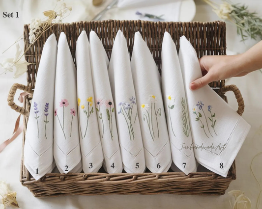 Custom Embroidered Handkerchief, Ladies Embroidery Handkerchief, Linen Handkerchiefs, Custom Women Floral Handkerchiefs